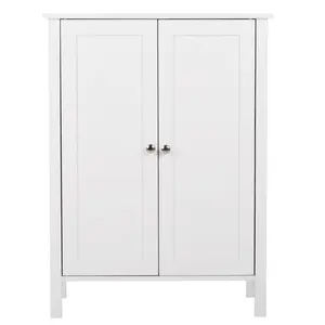 LEMY Wooden 2 Door Bathroom Cabinet Storage with 3 Shelves Free Standing
