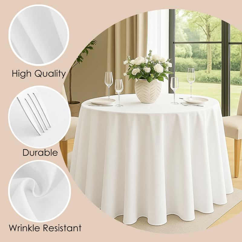 Craft And Party 10 Pack 90" Round Premium Tablecloth, Wrinkle Round Table Clothes, Washable Polyester Table Clothes Cover for Kitchen Dining, Wedding Birthday Party, Buffet Restaurant, Banquet