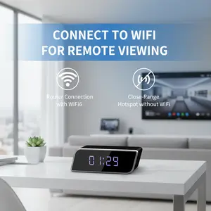 Clock 2-in-1: 4K UHD Video Recorder & Digital Clock | 2600mAh Long Battery Life, Night Vision, WiFi & AP Hotspot, Motion Detection | Home Office Shop Indoor Security
