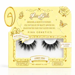 Pink Genetics Summer Spirit Eyelashes - Bold Dramatic 3D Mink Extensions for Flawless Makeup Look - Reusable Up to 25+ Times - Cosmetic Beauty Product