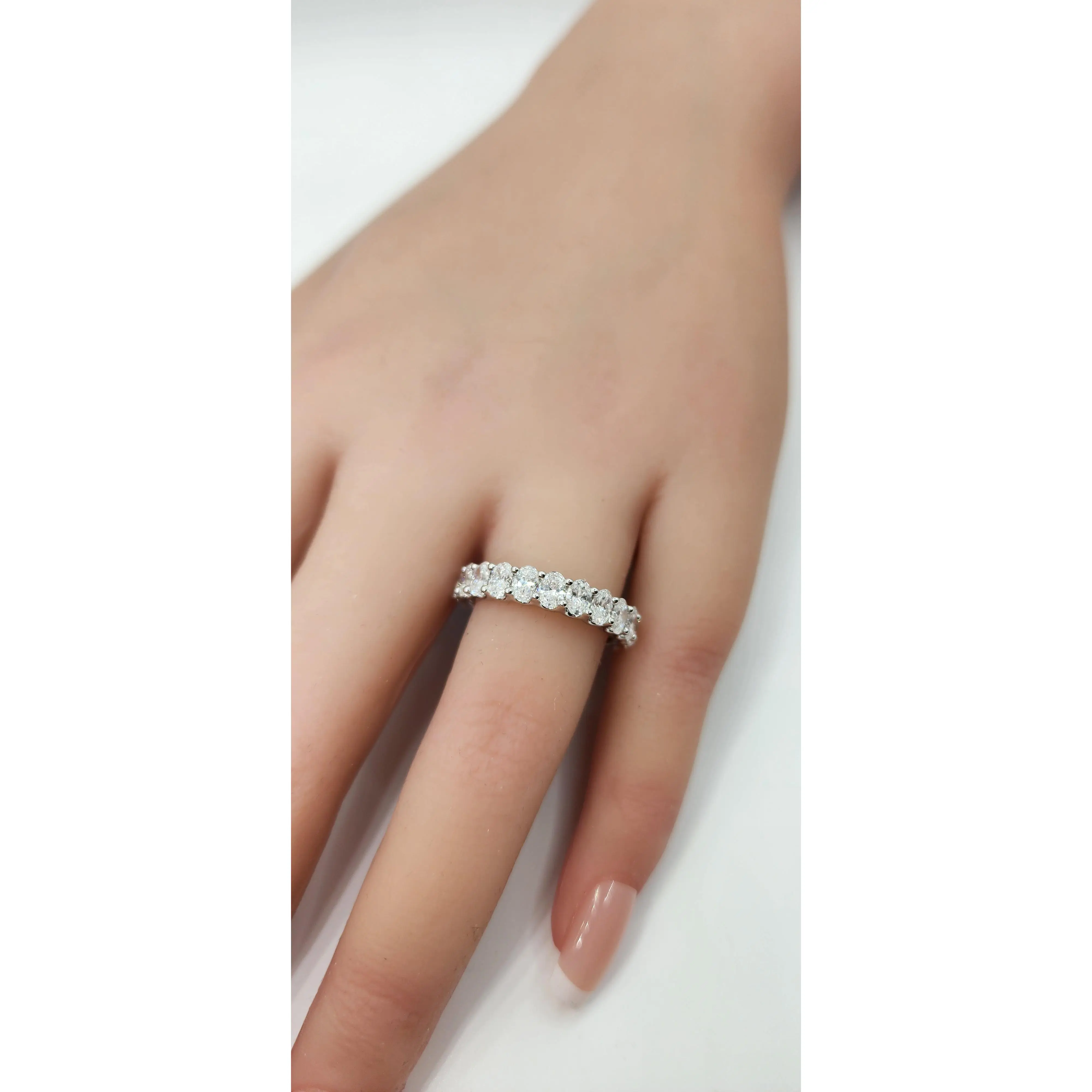 3 Carat Total Weight Oval Eternity Band, 14k White Gold, Size 7