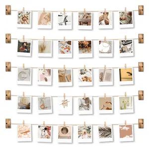 Photo frame collage wall decor for wall hanging with 30 clips to display multiple photos for dorm room decoration