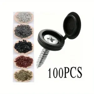 100 hinge plastic screw folding cover buttons, screw cap cover washers top, screw caps protective covers, suitable for car furniture decorative covers, furniture bolts hardware accessories, Body Screw