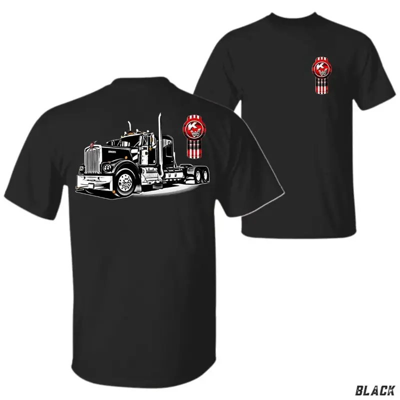 Men's Kenworth Chrome Dream Cotton T-Shirt - Unisex Shortsleeve Ribbed Round Neck Elastic Oversized Lightweight Printed Top, Shiny Truck Logo, Relaxed Fit, Ideal Gift for Truck Fans Outfits