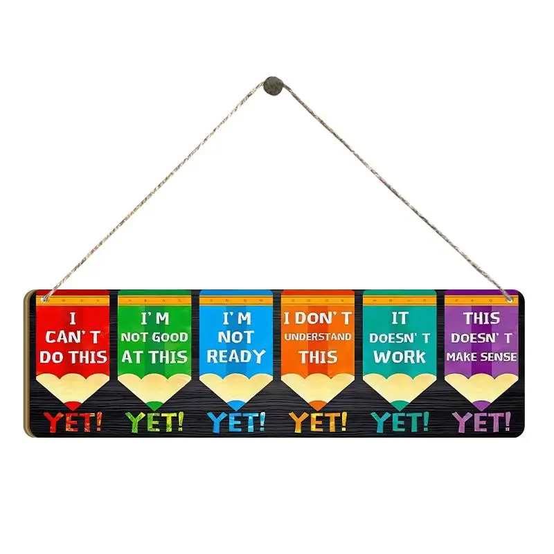 Wooden Hanging Plaque, 1 Count Colorful Pencil Pattern Hanging Sign, Classroom Inspirational Wooden Decorative Plaque, Back-school Season Classroom Decoration, Ornaments