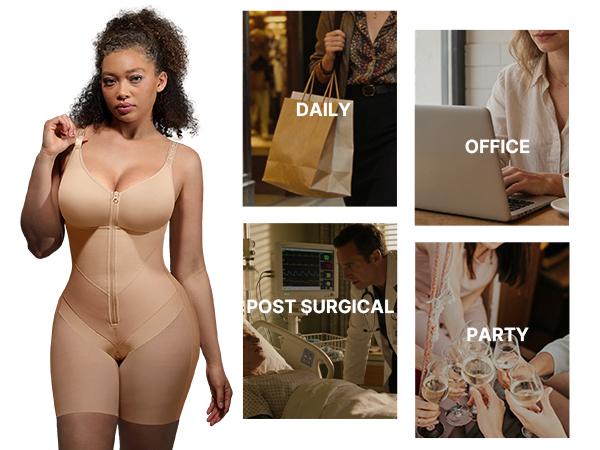 FeelinGirl New Design Fajas Colombianas Shapewear For Women Tummy Control Full Body Shaper Butt Lifter With Zipper Front