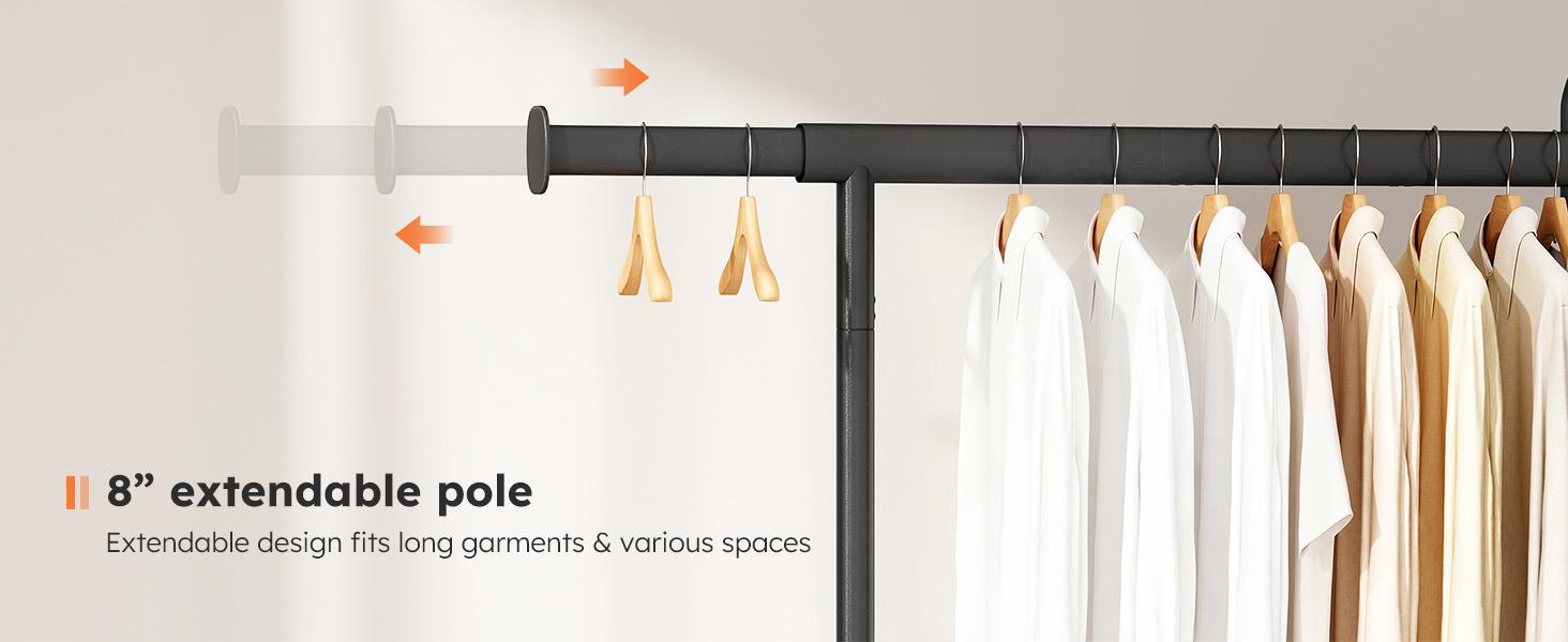 SOLEDI Heavy Duty Clothes Rack – Rolling Partitioned Wardrobe Organizer with Lockable Wheels, Bedroom & Laundry Storage, 460 lbs Capacity,garment rack,, laundry organizer, coat rack, space saver,teacher appreciation gifts sturdy metal frame