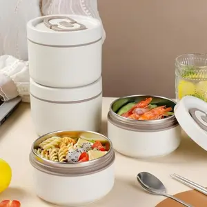 Stainless Steel Lunch Box Set, 1 Set Including 3 Counts Insulated Lunch Box with Storage Bag & Cutlery, Large Capacity Lunch Container for School, Office, Outdoor Camping, Insulated Cooler