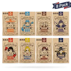 RIGHTEOUS FELON Beef Jerky Sampler Pack - 8-Count, 1 lb Natural Dried Meat Snack with Assorted Flavors, 18 Months Shelf Life