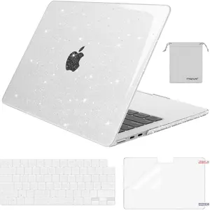 MOSISO Glitter Cover Compatible with MacBook Air 13 inch Case M5 2026 M4 2025 M3 M2 2024-2022 A3449 A3240 A3113 A2681, 4 in 1 Kit Bling Sparkly Hard Shell for MacBook Air 13.6 inch Case