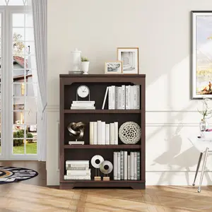 3 Tier Bookshelf and Bookcase, 31.5" Wide Wooden Book Shelf, Freestanding Open Display Storage Bookshelves for Study Room, Home Office, Living Room