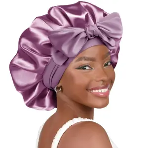 Silk Bonnet for Sleeping Women Adjustable Double Layer Satin Bonnet Reduce Friction Prevent Frizz Natural Curly Hair