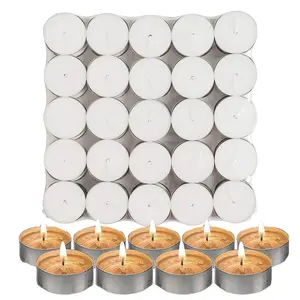 50 Unscented Tea Light Candles White Long-Lasting Tea Light Candles Mini Wishing Tea Candle Candles are suitable for family restaurants, Sabbath churches, weddings, romantic moments, parties, meditation spas and hotel candles