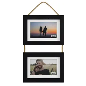 Rattan Frame Wall Mounted Photo Display Holder, Holds Multiple 4x6 Inch Photos, Ideal for Home Decor & Memory Storage