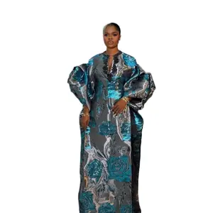 Boubou Dress Luxury African Dress with Elegant Floral Print Asymmetric Design for Special Occasions Handmade Pure Silk Rich Brocade Fine Cotton. Bubu . African dress