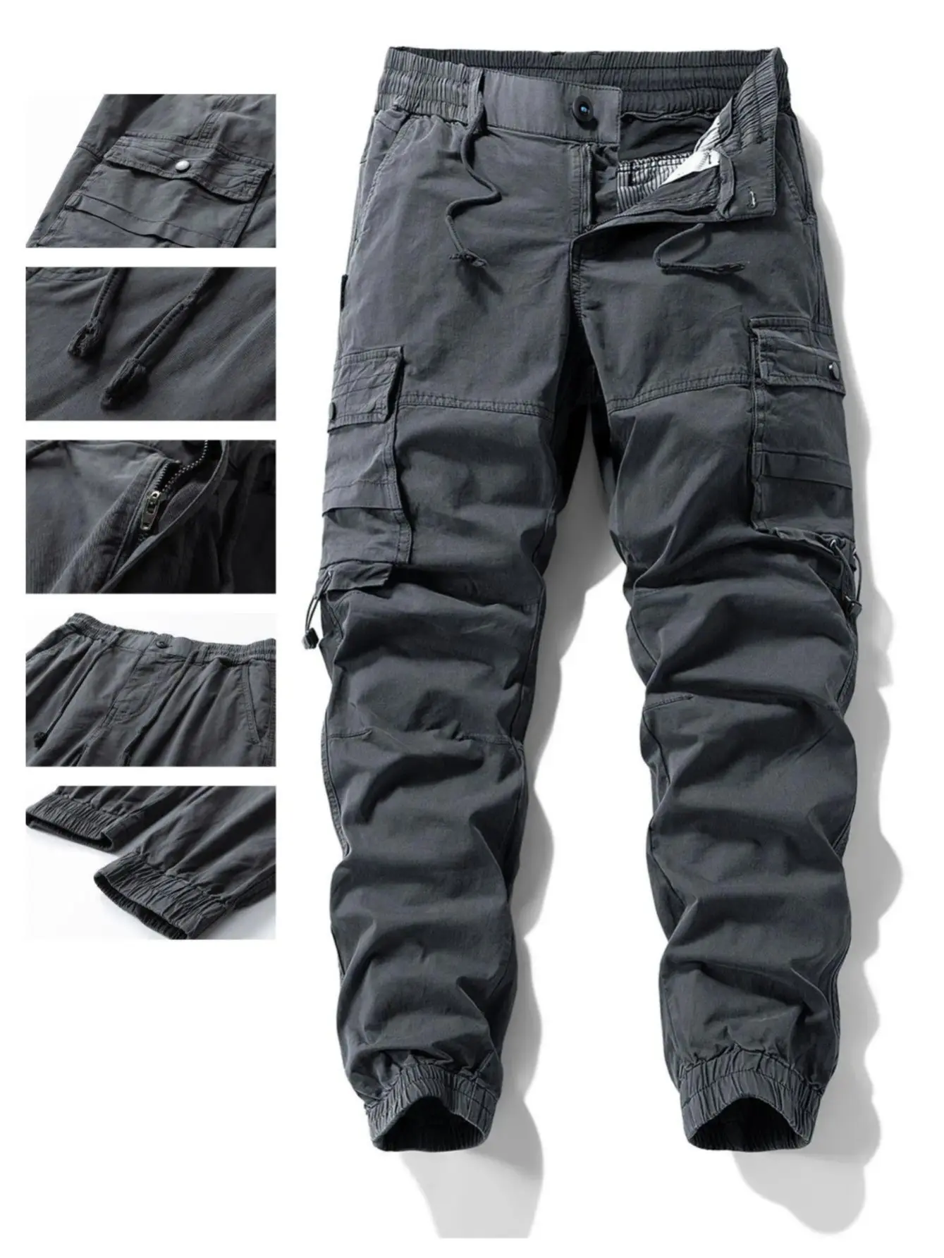 Men’s Cargo Pants - Men's Wear Autumn Long Trousers with Multi-Pocket Design, Drawstring Cuffs, Comfortable Trendy Casual Fit, Fashion Style, Multi-Purpose Use, Fashion Men's Pants,clothes for back to school,first day of school outfits