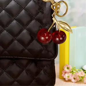 Cherry-Shaped Keychain Bag Charm - Cute Leather Purse Accessory, Adorable Keyring for Car Keys & Handbags patches