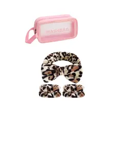 4PCS Girls Sponge Spa Headband Wristbands Hair Accessories Set With Washbag For Party Gifts ,Daily Use, Wash Face, Makeup Use Lady Mom All Season