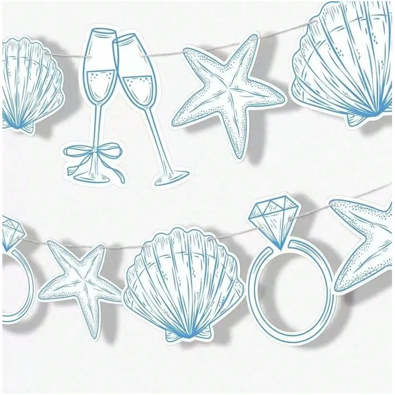1set Last Toast On The Coast Banner Beach Bridal Or Bachelorette Party Decor Seashells, Party Pack, Party Supplies, Festive Supplies, Party Event Props, Champagne Glasses, Ocean Party Decorations, Natural Seashell Theme Cardboard Banners