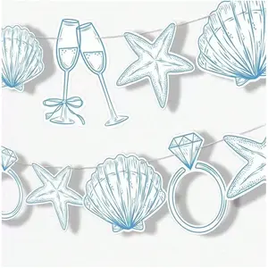 1set Last Toast On The Coast Banner Beach Bridal Or Bachelorette Party Decor Seashells, Party Supplies, Party Event Props, Champagne Glasses, Ocean Party Decorations, Natural Seashell Theme Cardboard Banners