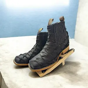 Malcreado Exotic Pirarucu Square Toe-Black