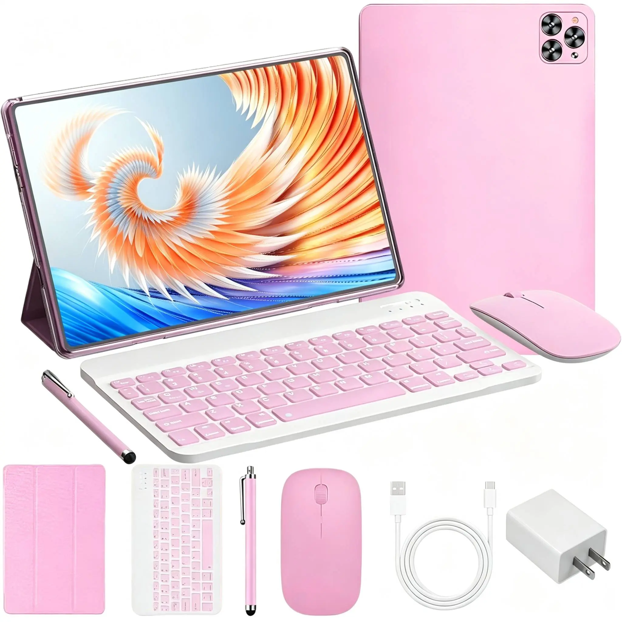【Toolupgrade】10.1" Android 15 Tablet with Keyboard, Stylus, Mouse, Case, Screen Protection - 4GB RAM, 64GB ROM, SD Card Expandable, Dual SIM, 1280x800 IPS Screen, 13MP+5MP Cameras, 5000mAh Fast Charging Battery, Sharp Picture, Valentine’s Day Gift, Wirel
