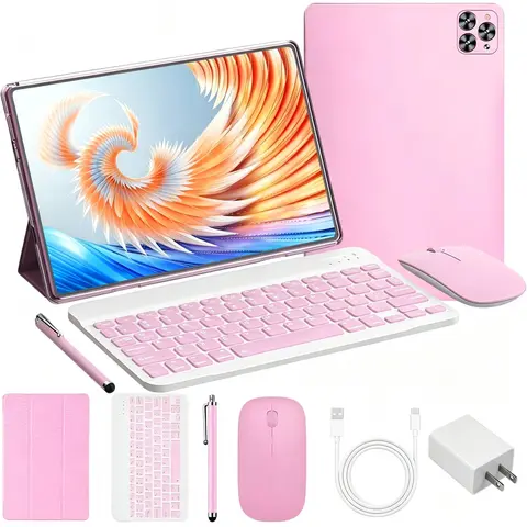 KEPEAK 10.1" Android Electronic Tablet with Keyboard, Stylus, Mouse, Case, Bluetooth, USB, Screen Protection - 4GB RAM, 64GB ROM, Dual SIM, 1280x800 IPS Screen, 13MP+5MP Camera, 5000mAh Battery, Valentine’s Day Gift