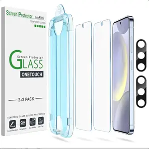 amFilm 2+2 Pack Auto-Alignment OneTouch for Samsung Galaxy S24 Plus/ S24+ 6.7" Screen Protector Tempered Glass + Camera Lens Protector, 30 Seconds Installation, 9H Hardness, Case Friendly Bubble Free