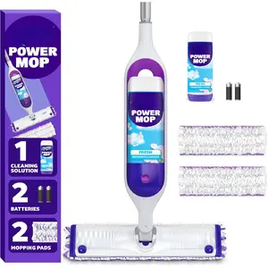 Multi-Surface Mop Kit for Floor Cleaning, Fresh Scent, Mopping Kit Includes PowerMop, 2 Mopping Pad Refills, 1 Floor Cleaning Solution with Fresh Scent and 2 Batteries