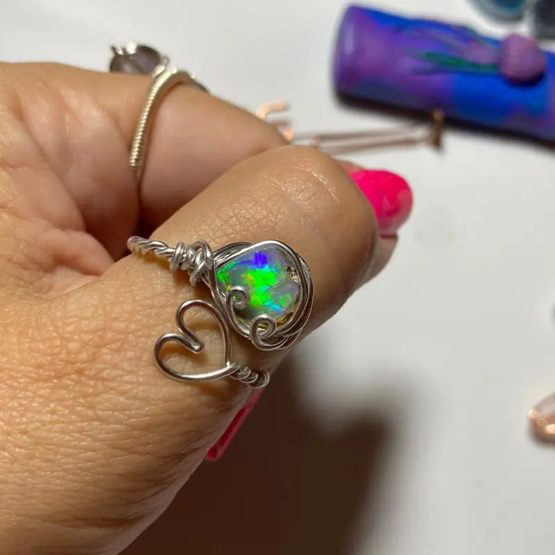 Adjustable Ring, fits any finger, silver colored wire, choose your crystal!
