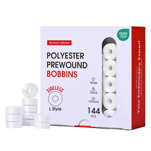 PooLin Richword Style L Prewound Sideless Embroidery Bobbins for Commercial Embroidery Machines