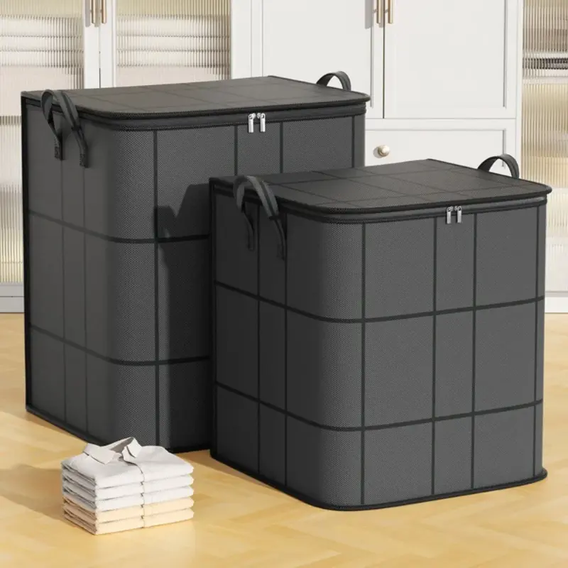 Large Capacity Clothes Storage Bins Foldable Quilt Storage Bag Waterproof Wardrobe Sorting Storage Bucket with Durable Handle
