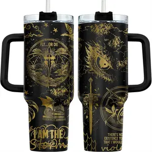 Fourth Wing Dragon Tumbler 20oz/40oz with Handle - Basgiath BookTok Travel Mug - Fly Or Die Romantasy Dark Fantasy Cup