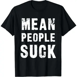 Men's Natural Cotton Short-Sleeve Graphic T-Shirt - "Mean People Suck" Print Casual Top