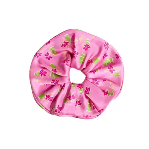 "Beach Blossom" Oversized Viscose Scrunchie Hair Tie - Pink
