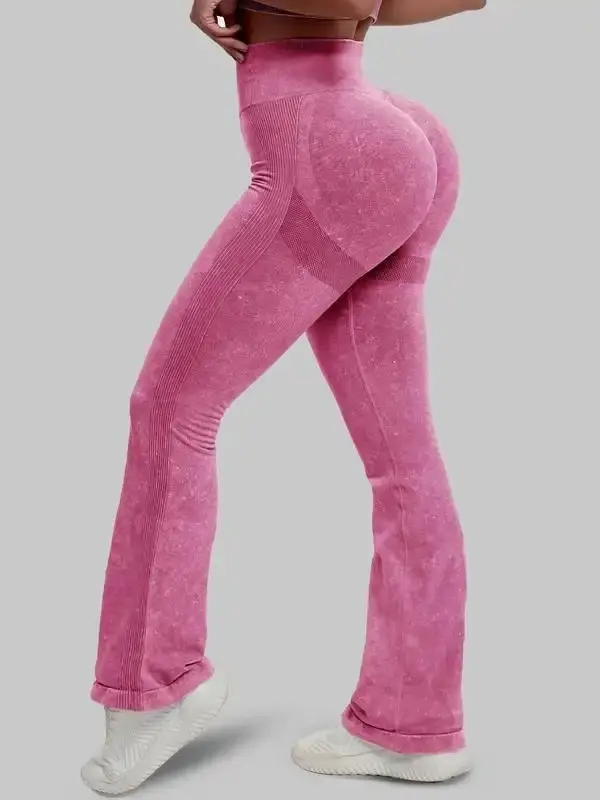 Women's High Waist Ruched Sports Leggings, Solid Color Flare Leg Yoga Pants, Compression Pants, Ladies Sportswear for Indoor Wear, Gym Clothing, Leggings for Women, Fall Outfits 2024