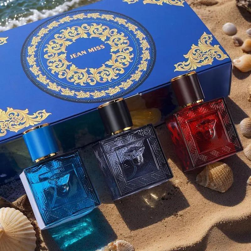 3-Piece Men's Fragrance Cift Set:Ocean Breeze, Cedarwood & Amber Eau De Toilette, 3Oml Portable Perfume Bottles for Travel