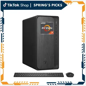 HP OmniDesk M02 Tower Desktop for Home & Office, AMD Ryzen 7 8700G for Productivity, up to 32GB DDR5 RAM & 2TB SSD, Windows 11 Home, with Wireless Keyboard and Mouse