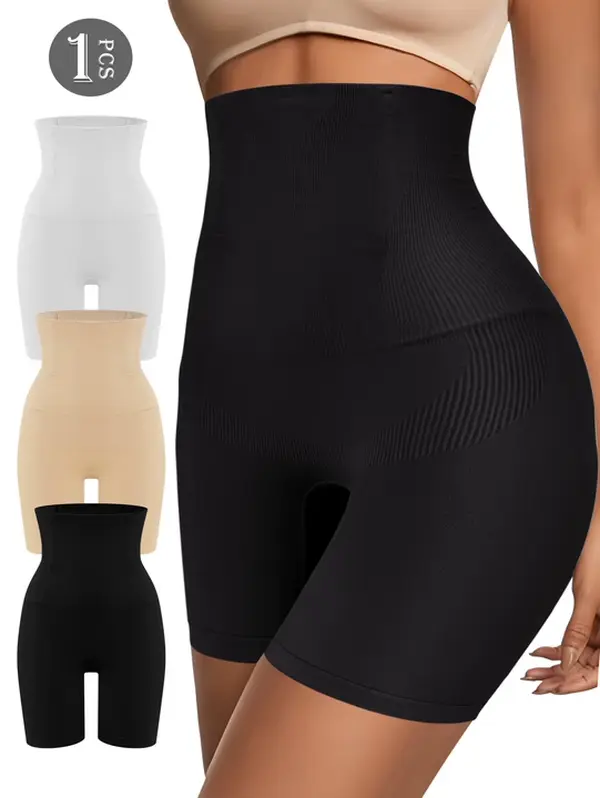 QUASTI 1PCS High Waist Tummy Control Women's Shapewear Shorts, Seamless Hip-Lifting Shorts, Full Coverage Style, Soft Breathable Invisible Body Shaper, Slimming Waist Trainer for Daily Wear, Sports & Office Fit Workwear, Comfortable Lightweight Womenswear