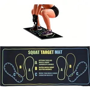 Squat Target Mat with Foot Position Guide, Non-Slip Diatomaceous Earth Rubber, 13.78 x 31.5 Inch Fitness Mat for Squats Lunges Core Workouts