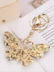European and American-style Creative Diamond-Studded Butterfly Keychain, Exquisite Insect Keychain, Unique Metal Moth Backpack Charm