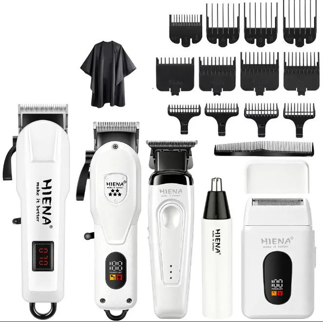 Men's Professional Hair Clipper Set, Barber-Grade 4-Piece Cordless Grooming Kit – LED Display, Smooth Anti-Tangle Trimming, All-in-One for Hair & Beard, Includes Precision Styling Tools + Storage Box. A Premium Gift for Boyfriend/Husband