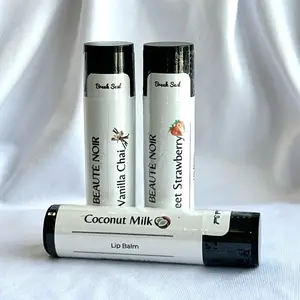 Beauté Noir Lip Balm 3-Pack - Vanilla Chai, Sweet Strawberry, Coconut Milk - Moisturizing & Hydrating Lip Care