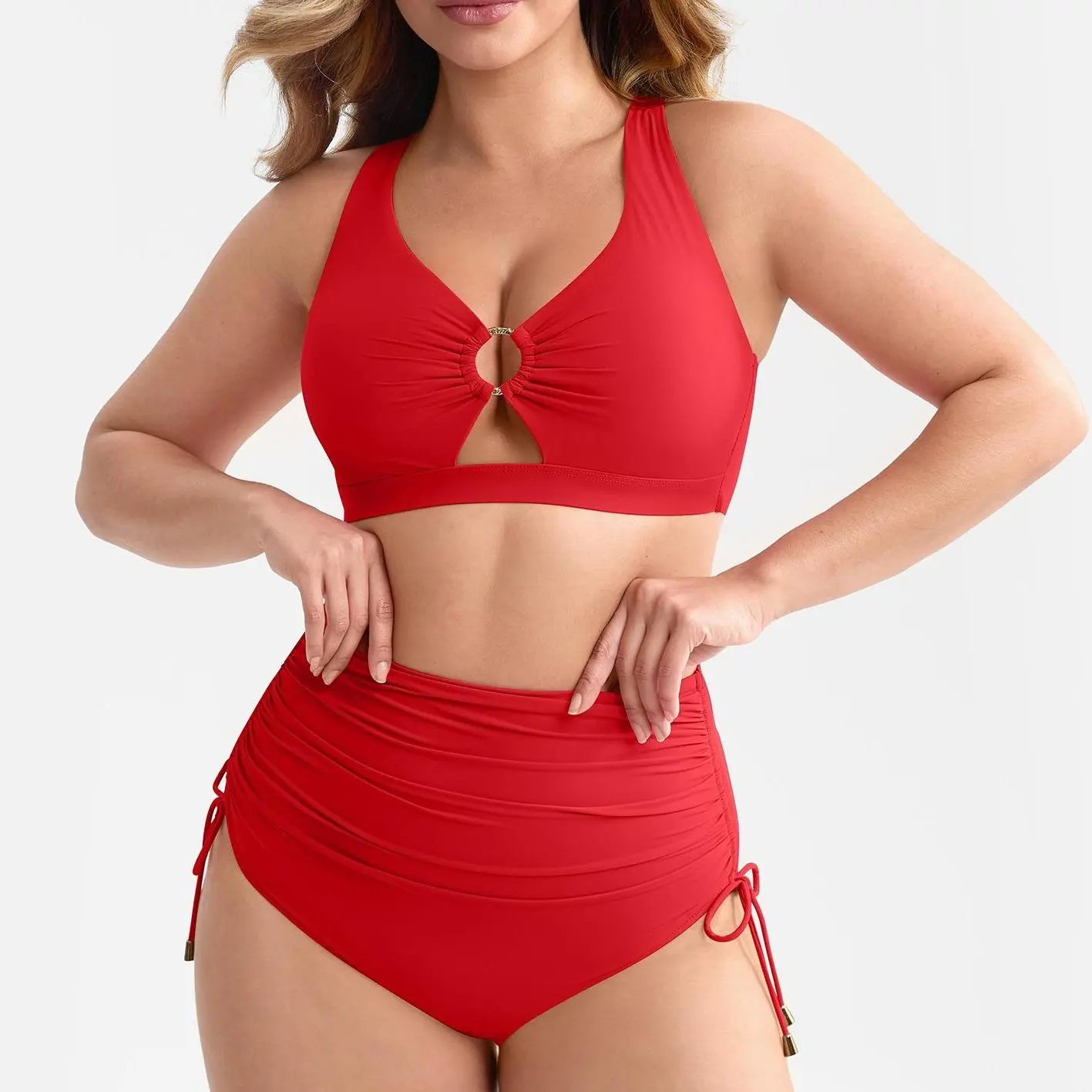 FeelinGirl High Waisted Bikini Sets for Women Tummy Control Swimsuit for Women with Drawstring Deep V Neck Design FeelinGirl High Waisted Bikini Sets for Women Tummy Control Swimsuit for Women with Drawstring Deep V Neck Design