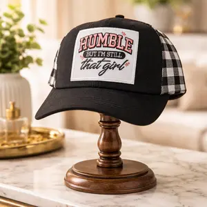 Humble But I'm Still That Girl Trucker Cap - Bold Statement Plaid Design for Off-Duty Days & Errands