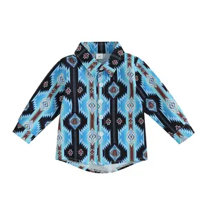 Western Baby Boy Clothes Cow Print Button Down Long Sleeve Dress Shirt Toddler Country Cowboy Casual Summer Vintage Shirts Tops #Springtok