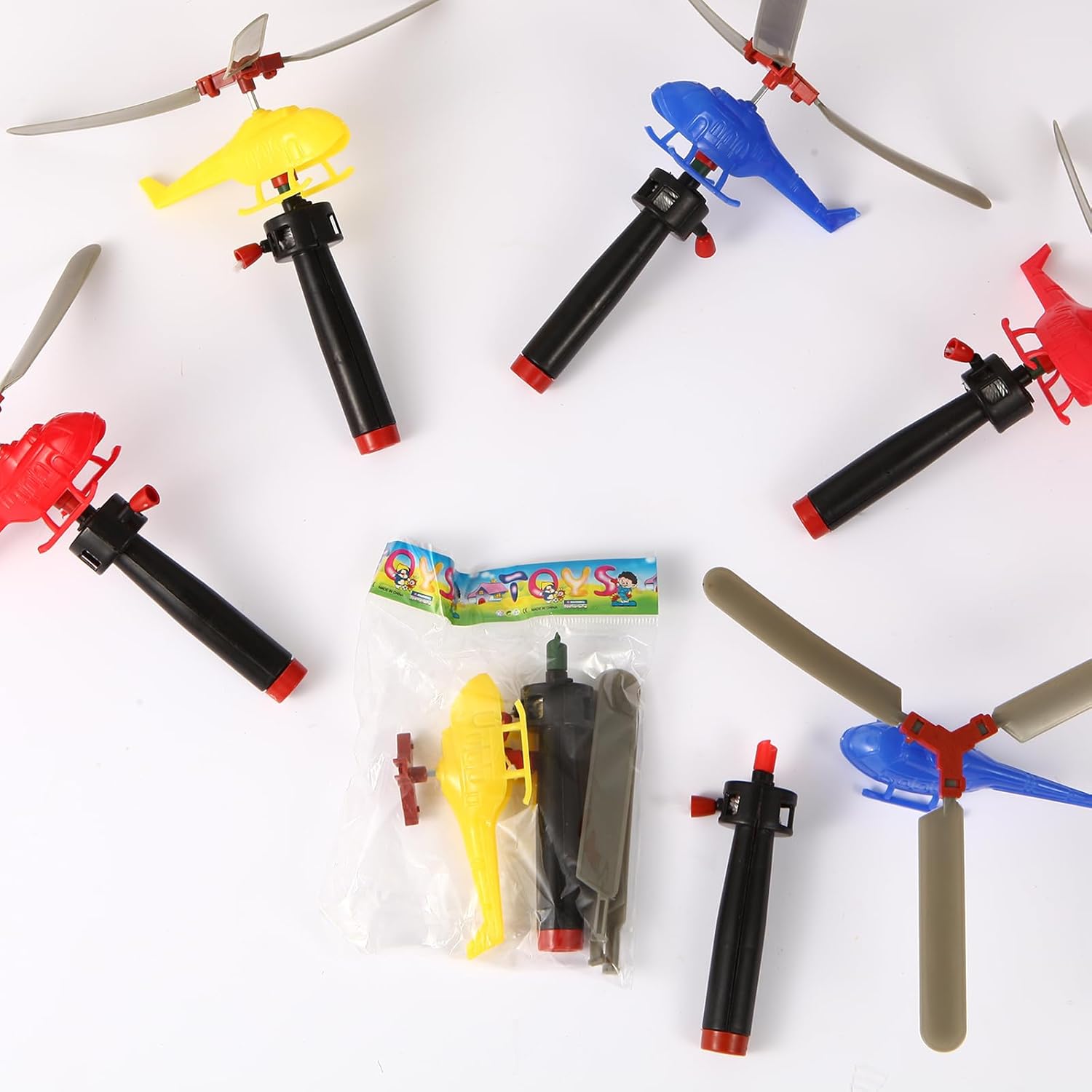 1/3/6 PCS kids Outdoor Sports Flying Toys Handle Pull Wire Planes Toys Flying Toy Helicopter for Kids, 360° Rotating Helicopter #RRB