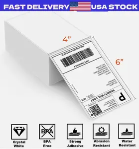 1000 4 x 6 Fanfold Direct Thermal Shipping Labels White For Zebra Rollo Printer
