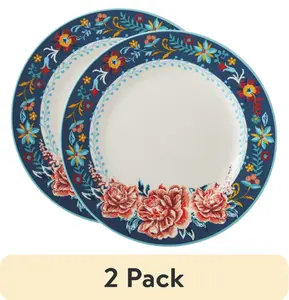 (2 pack)  Floral Stoneware Dinner Plate, Multicolor