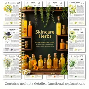 Herbal Extract Recipe Notebook - 50 pages, includes 17 herbal recipes, 5.5x8.5 inches, spiral bound, detailed descriptions of the uses and properties of herbs, perfect for home health and natural healing, herbal therapy book, Herbal Guide